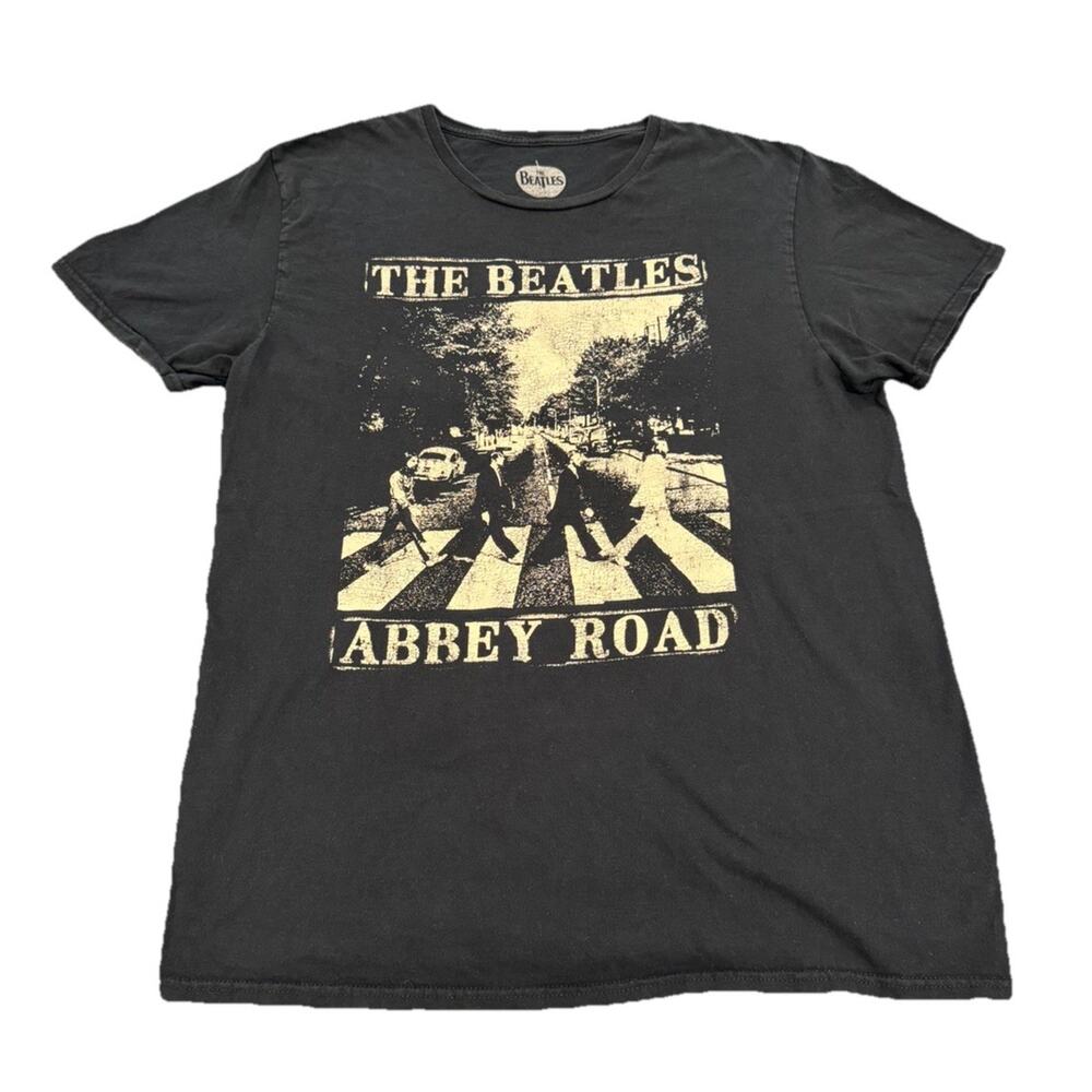 Mens Tee The Beatles Abbey Road 2019 Apple Corps Ltd Black T Shirt Large Print